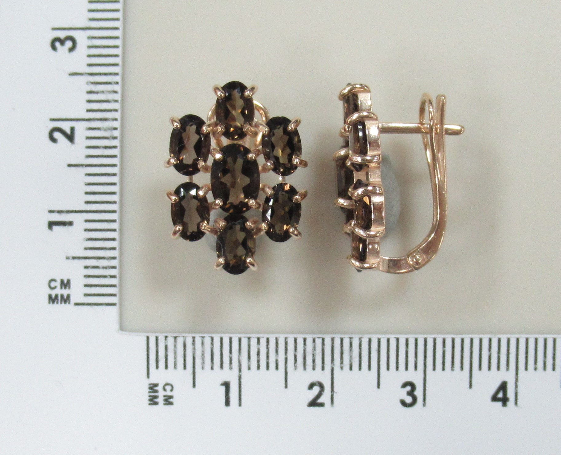 Серебряные серьги с раухтопазами